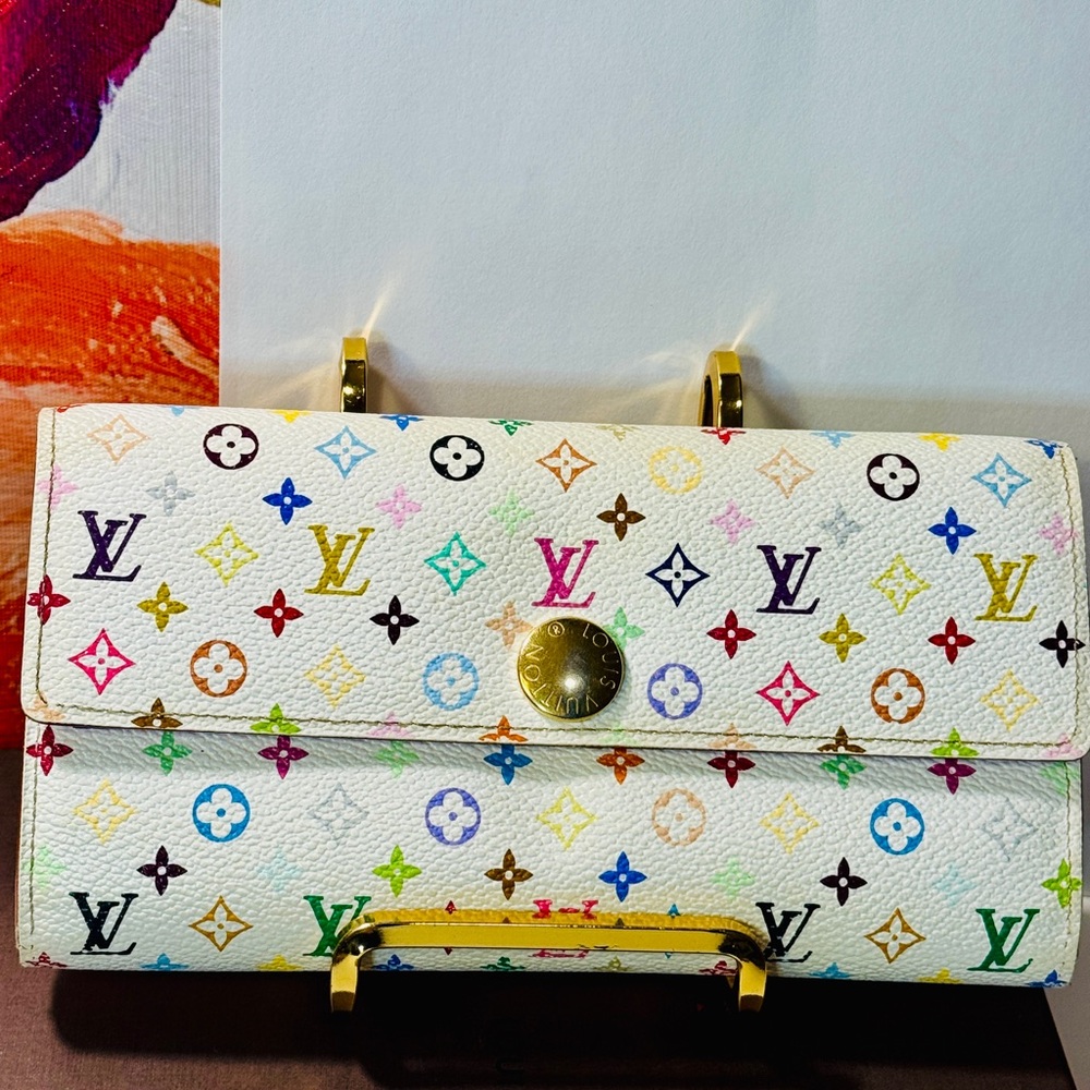 Louis Vuitton White Multicolor Monogram Wallet - Picture 12 of 15